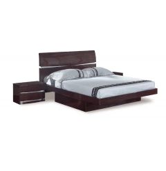 Solid Wood King Wood Brown Bed