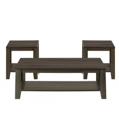 Set of Three 42" Oak Coffee Table With Three Shelves