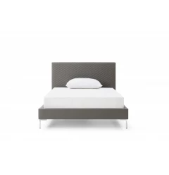Full Dark Grey Upholstered Faux Leather Bed