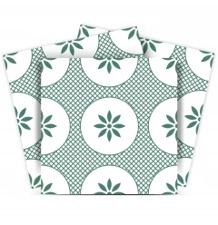 4" x 4" Light Sage And White Circle Flower Peel and Stick Removable Tiles