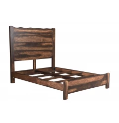 Live Edge Solid Wood Queen Dark Brown Bed
