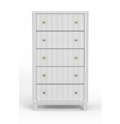 28" White Solid Wood Five Drawer Chest