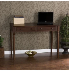 43" Brown Fir Solid Wood Writing Desk With Two Drawers