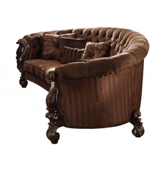 Oak upholstery poly resin sofa pillows with brown wicker armrests for outdoor comfort