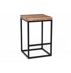 25" Brown And Black Iron Backless Counter Height Bar Chair
