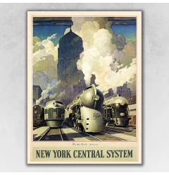 New York Railroad Vintage Travel Unframed Print Wall Art