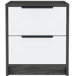 Stylish Smokey Oak and White Two Drawer Nightstand