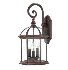 Three Light Dark Brown Eastern Lantern Wall Light