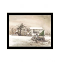 Bringing Home the Tree 3 Black Framed Print Wall Art