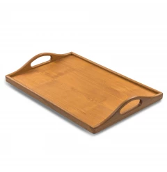 designer solid teak serving tray made of hardwood with wood stain finish