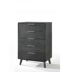 30" Grey Wash Solid Wood Five Drawer Chest