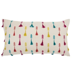 Colorful feathered arrows pattern on a lumbar pillow for home decor