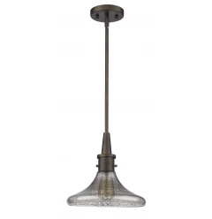 Antique Bronze Hanging Light with Pebbled Glass Shade