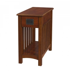 24" Light Brown Manufactured Wood Rectangular End Table With Drawer And Shelf