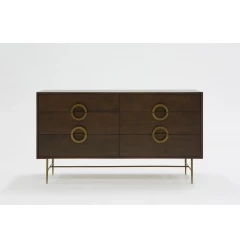 65" Acacia Solid Wood Six Drawer Double Dresser