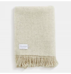 Natural Woven Wool Solid Color Reversable Throw