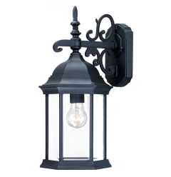 Narrow Matte Black Domed Hanging Glass Lantern Wall Light