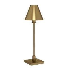 28" Gold Metal Candlestick Table Lamp With Brass Cone Shade