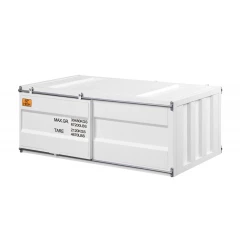 47" White Iron Cargo Container Style Coffee Table with Storage