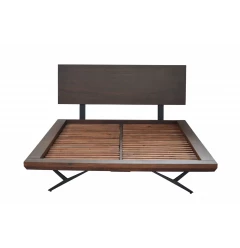 Brown And Black Wood Metal King Size Bed