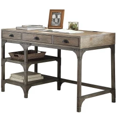47" Natural and Gray Writing Desk With Three Drawers