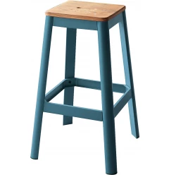 30" Wood Brown And Green Solid Wood And Metal Counter Height Bar Chair