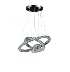Silver Metal and Crystals LED Dimmable Chandelier