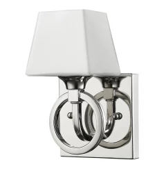 Silver Metal Wall Light with Frosted Glass Shade
