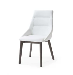 Set of Two White And Gray Upholstered Faux Leather Dining Side Chairs