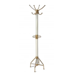 white gold coat rack tree made of metal with cross design