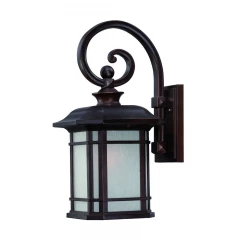 XL Antique Bronze Frosted Linen Glass Lantern Wall Light