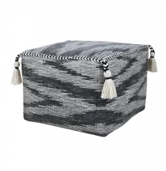18" Gray 100% Cotton Ottoman
