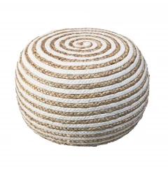 20" White Jute Ottoman