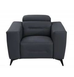 41" Dark Gray Italian Leather Power Recliner Chair