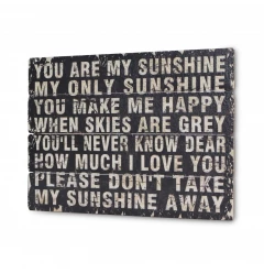 20" X 28" Rustic Black Wood You Are My Sunshine Wall Decor