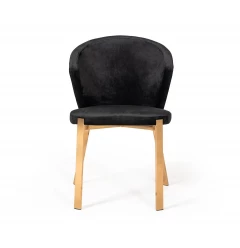 Set of Two Black And Champagne Upholstered Velvet Wing Back Dining Side Chairs