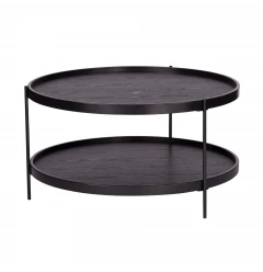 33" Black Manufactured Wood And Metal Round Coffee Table