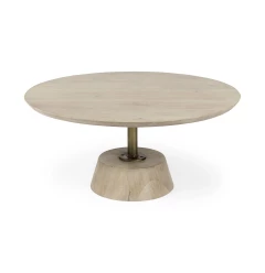 Light Brown Wooden Pedestal Coffee Table