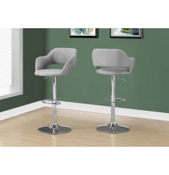 24 " Light Gray And Silver Metal Low Back Bar Height Bar Chair