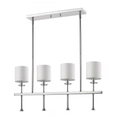 Kara 4-Light Polished Nickel Island Pendant With Fabric Shades And Crystal Bobeches