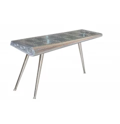 56" Silver Aluminum Three Leg Console Table