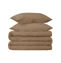 Taupe Queen Cotton Blend 650 Thread Count Washable Duvet Cover Set