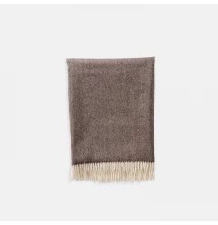 Brown And Ivory Woven Wool Reversable Throw