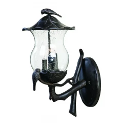 Avian 3-Light Black Coral Wall Light With Seeded Glass