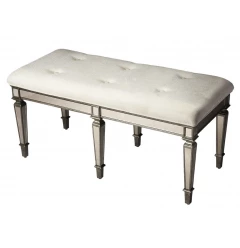 42" Silver Upholstered 100% Cotton Entryway Bench