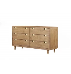 60" Sandy Brown Solid Wood Six Drawer Double Dresser