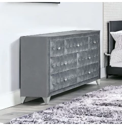 60" Gray Seven Drawer Triple Dresser
