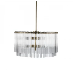 Chandelier Six Light Iron And Glass Dimmable Semi-Flush Ceiling Light