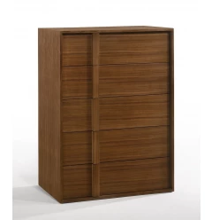36" Walnut Brown Wood Contemporary Five Drawer Dresser