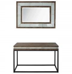 Set of Two 47" Brown and Black Frame Console Table